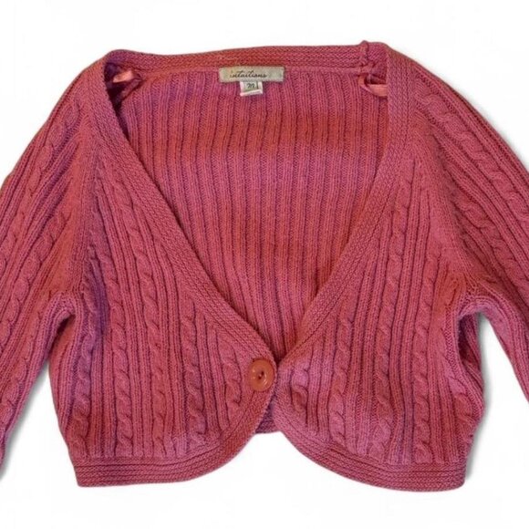 Intuitions Pink Cropped Knitted Cardigan - Picture 4 of 4